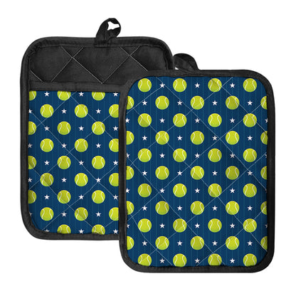 Tennis Sport Pattern Print Pot Holders With Pocket