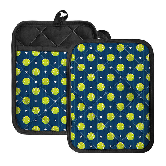 Tennis Sport Pattern Print Pot Holders With Pocket