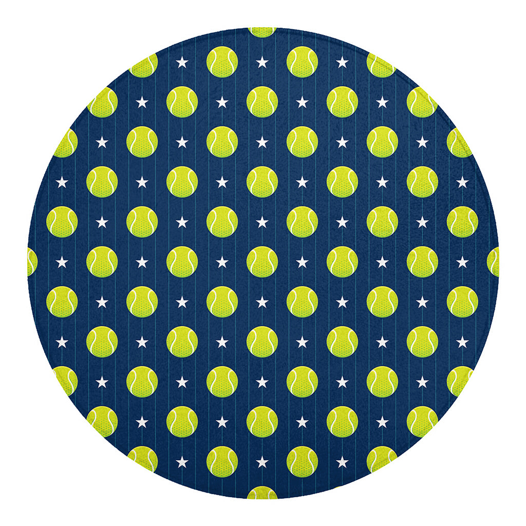 Tennis Sport Pattern Print Round Blanket