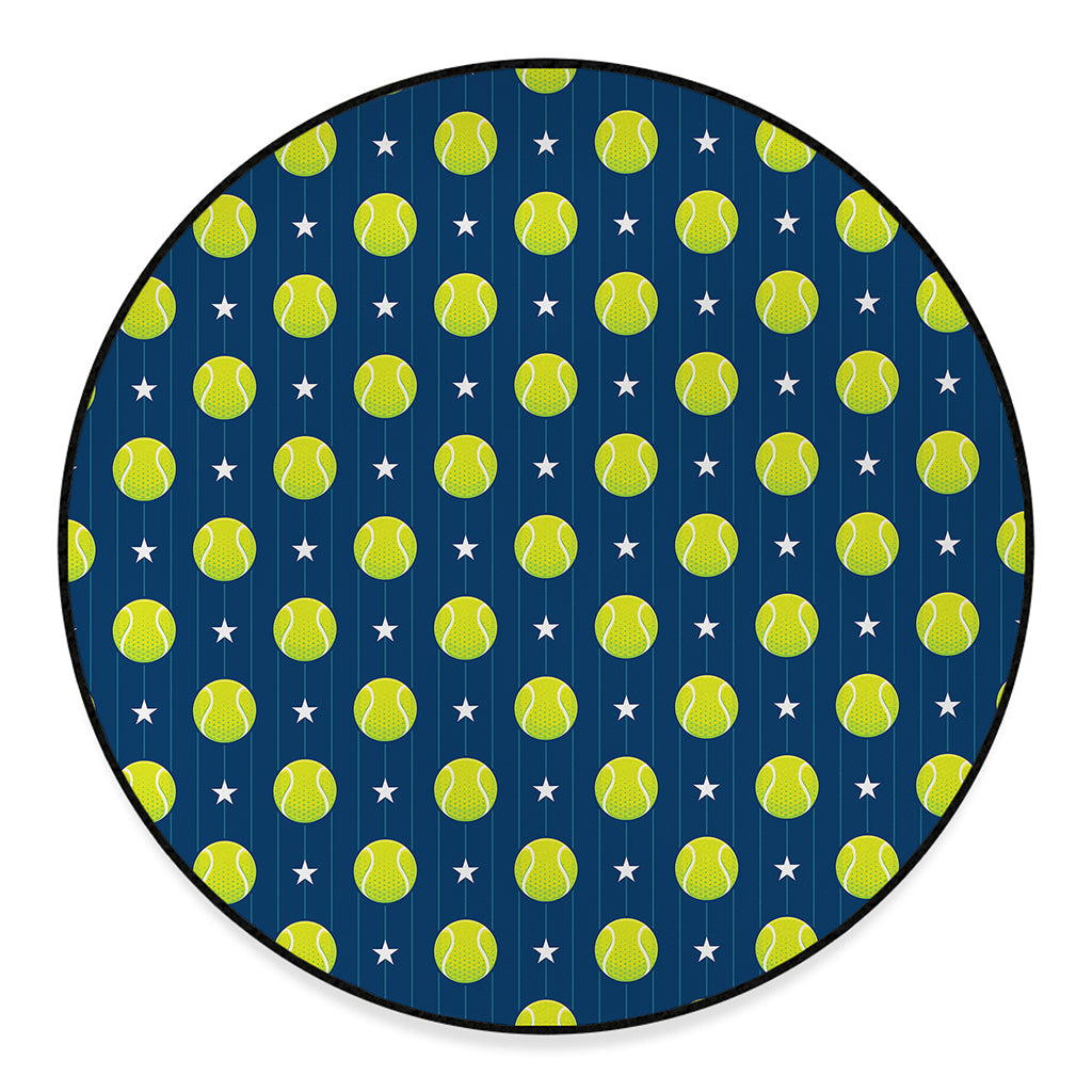 Tennis Sport Pattern Print Round Floor Mat
