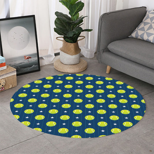 Tennis Sport Pattern Print Round Rug
