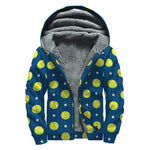 Tennis Sport Pattern Print Sherpa Lined Zip Up Hoodie