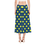 Tennis Sport Pattern Print Side Slit Midi Skirt