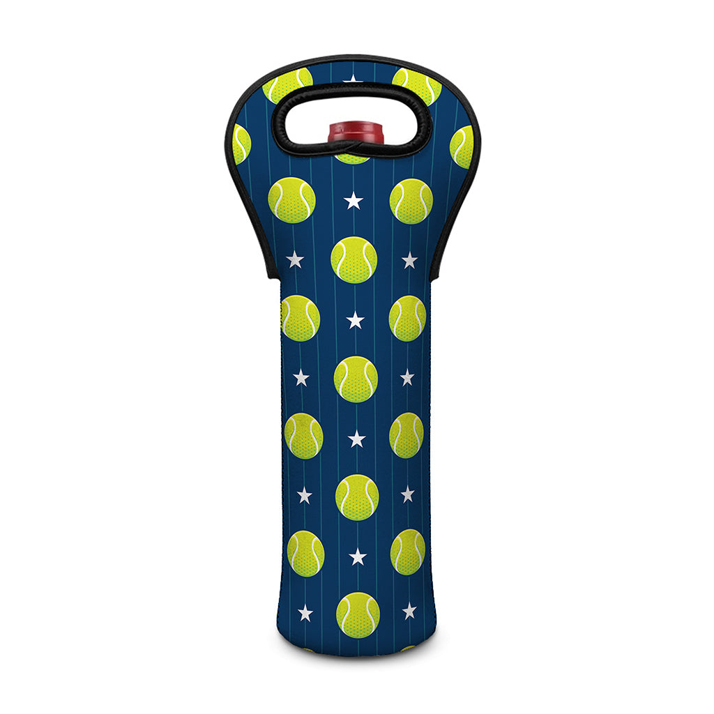 Tennis Sport Pattern Print Single Neoprene Wine Tote
