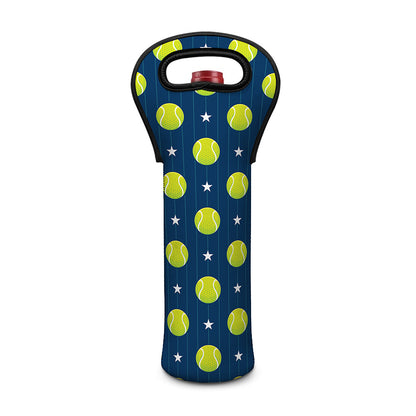 Tennis Sport Pattern Print Single Neoprene Wine Tote