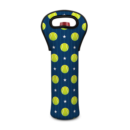 Tennis Sport Pattern Print Single Neoprene Wine Tote
