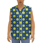 Tennis Sport Pattern Print Sleeveless Baseball Jersey
