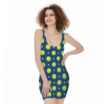 Tennis Sport Pattern Print Sleeveless Bodycon Dress