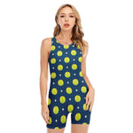 Tennis Sport Pattern Print Sleeveless One Piece Swimsuit