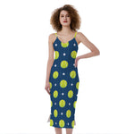 Tennis Sport Pattern Print Slim Fit Midi Cami Dress