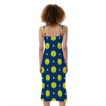 Tennis Sport Pattern Print Slim Fit Midi Cami Dress