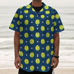 Tennis Sport Pattern Print Textured Short Sleeve Shirt