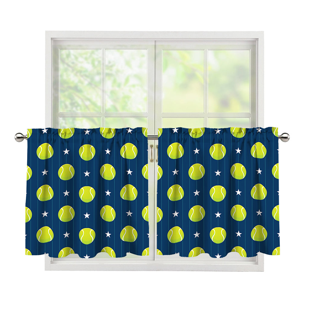 Tennis Sport Pattern Print Tier Curtains