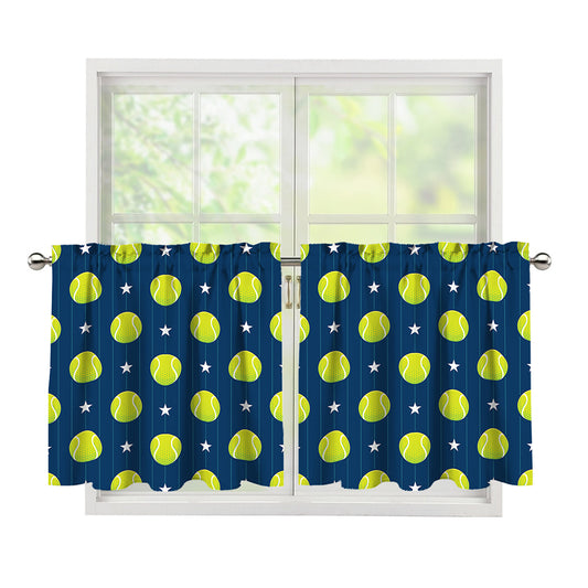 Tennis Sport Pattern Print Tier Curtains