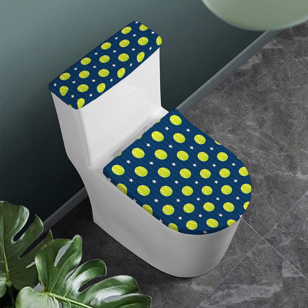 Tennis Sport Pattern Print Toilet Lid And Tank Cover Set