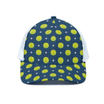 Tennis Sport Pattern Print White Mesh Trucker Cap