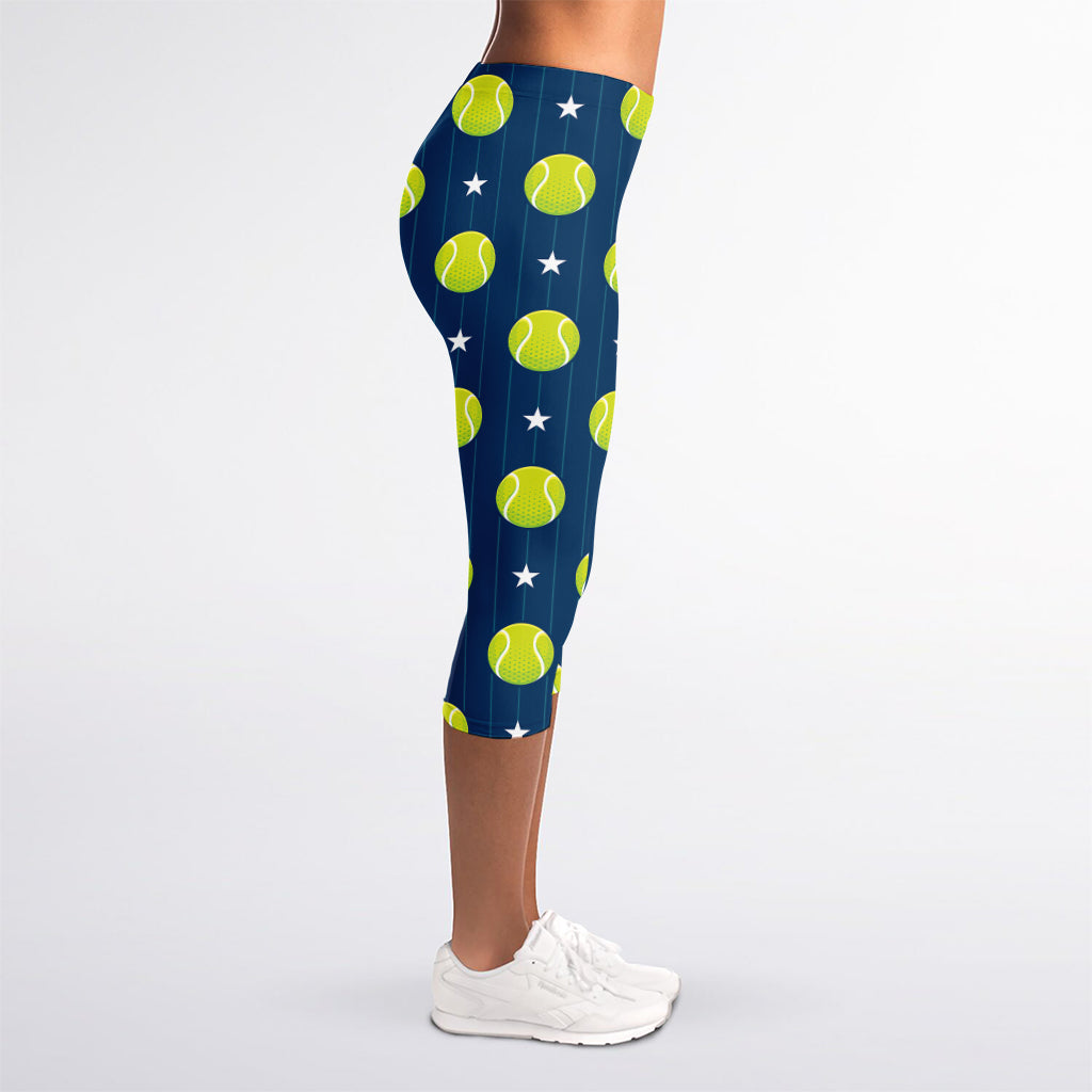Tennis Sport Pattern Print Women's Capri Leggings