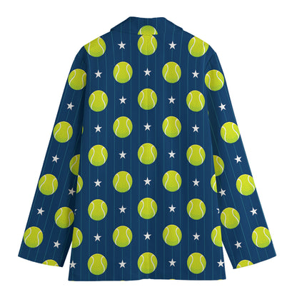 Tennis Sport Pattern Print Women's Cotton Blazer