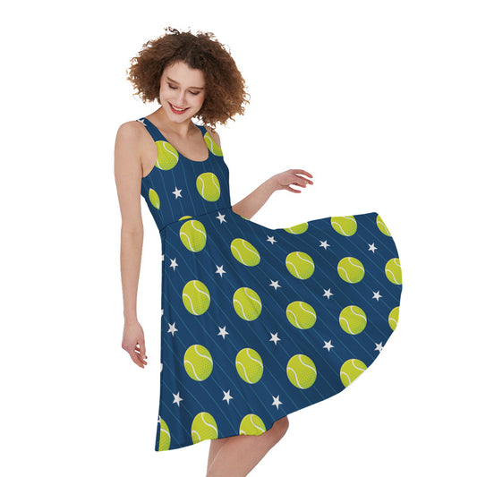 Tennis Sport Pattern Print Women's Sleeveless Dress