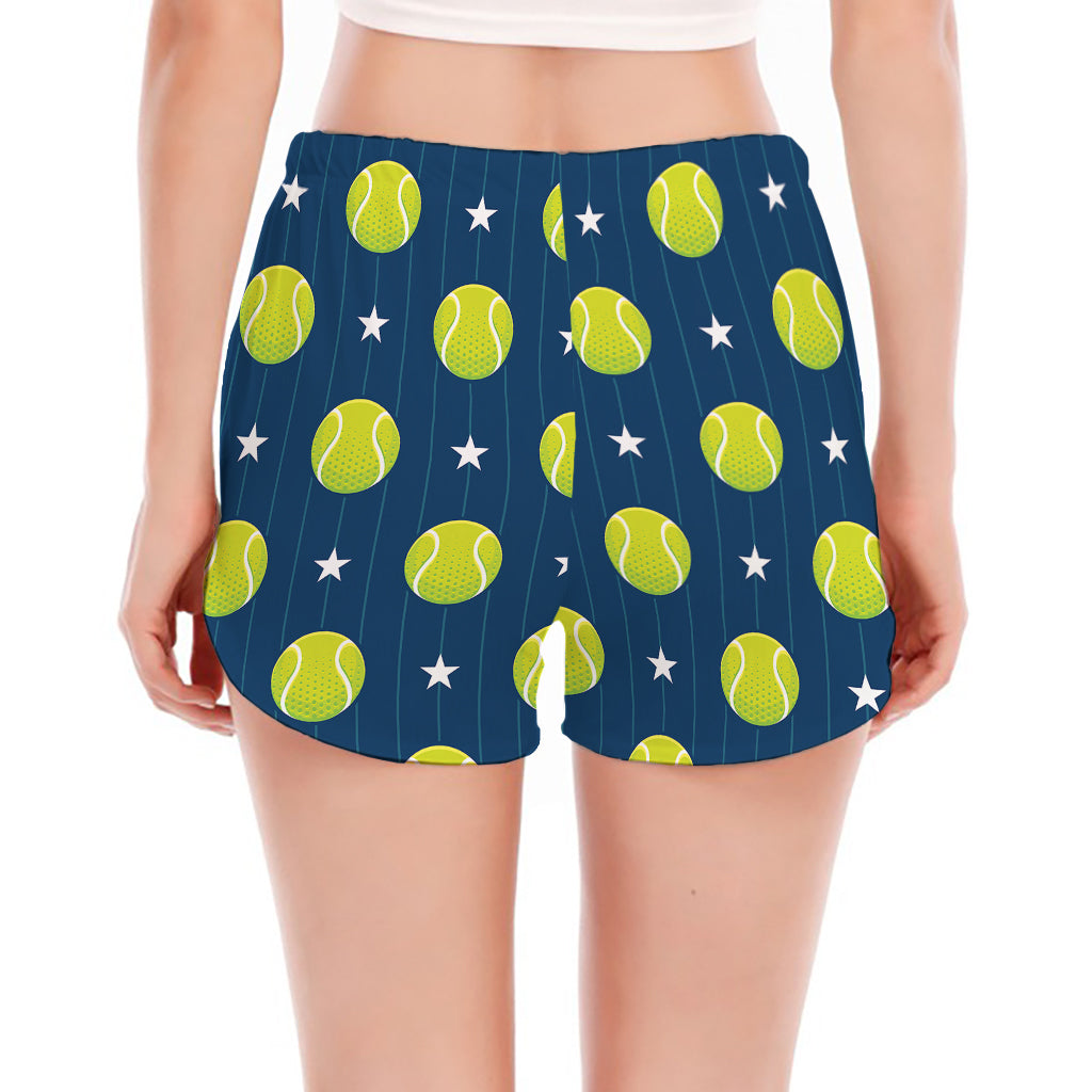 Tennis Sport Pattern Print Women's Split Running Shorts