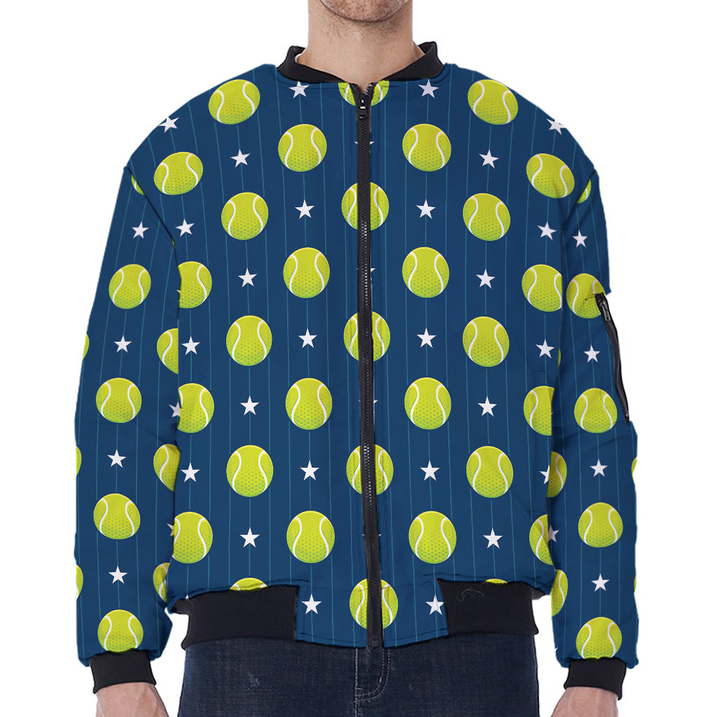 Tennis Sport Pattern Print Zip Sleeve Bomber Jacket