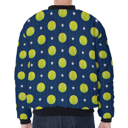 Tennis Sport Pattern Print Zip Sleeve Bomber Jacket