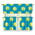 Tennis Theme Pattern Print 3 Piece Kitchen Curtains