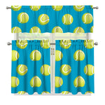 Tennis Theme Pattern Print 3 Piece Kitchen Curtains
