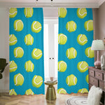 Tennis Theme Pattern Print Blackout Pencil Pleat Curtains