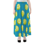 Tennis Theme Pattern Print Chiffon Maxi Skirt