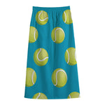 Tennis Theme Pattern Print Cotton Front Slit Maxi Skirt