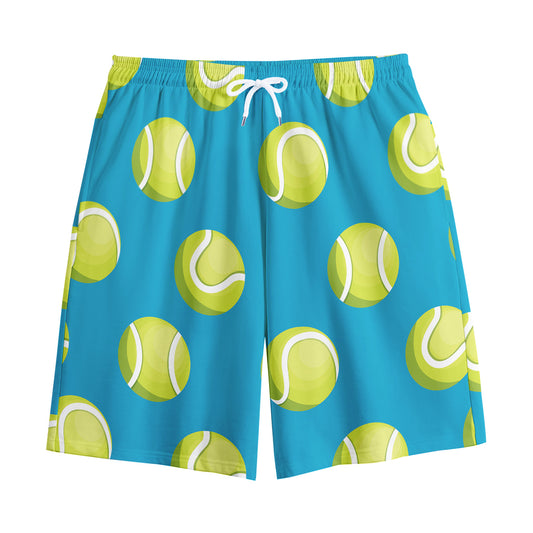 Tennis Theme Pattern Print Cotton Shorts