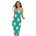 Tennis Theme Pattern Print Cross Back Cami Dress