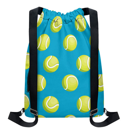 Tennis Theme Pattern Print Drawstring Backpack