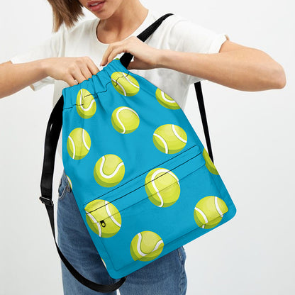 Tennis Theme Pattern Print Drawstring Backpack