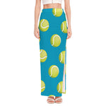 Tennis Theme Pattern Print High Slit Maxi Skirt