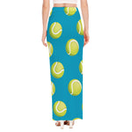 Tennis Theme Pattern Print High Slit Maxi Skirt