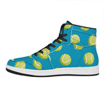 Tennis Theme Pattern Print High Top Leather Sneakers