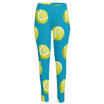 Tennis Theme Pattern Print High-Waisted Pocket Leggings