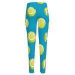 Tennis Theme Pattern Print High-Waisted Pocket Leggings