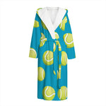 Tennis Theme Pattern Print Hooded Bathrobe