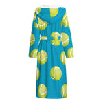 Tennis Theme Pattern Print Hooded Bathrobe