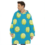 Tennis Theme Pattern Print Hoodie Blanket
