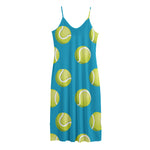 Tennis Theme Pattern Print Jersey Midi Cami Dress