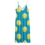 Tennis Theme Pattern Print Jersey Midi Cami Dress