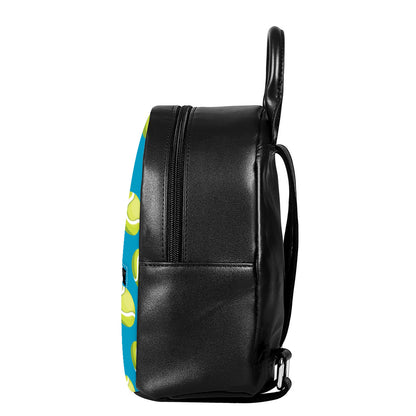 Tennis Theme Pattern Print Leather Backpack