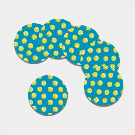 Tennis Theme Pattern Print Leather Coaster Set