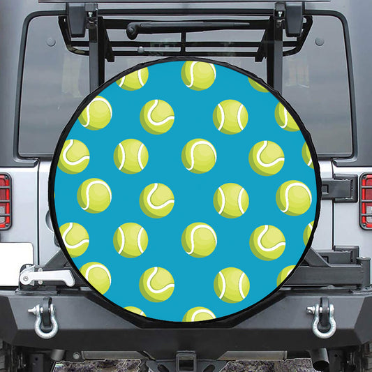Tennis Theme Pattern Print Leather Spare Tire Cover