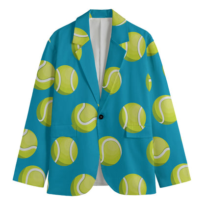 Tennis Theme Pattern Print Men's Blazer