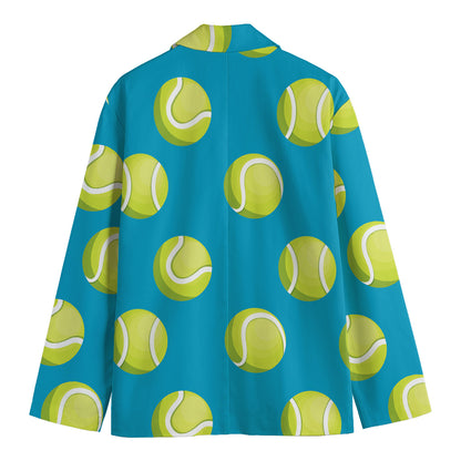 Tennis Theme Pattern Print Men's Cotton Blazer